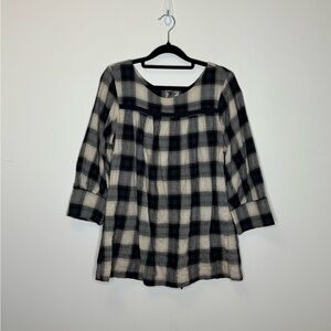 Graham & Spencer Plaid Women's Top - Black and Cream Size S